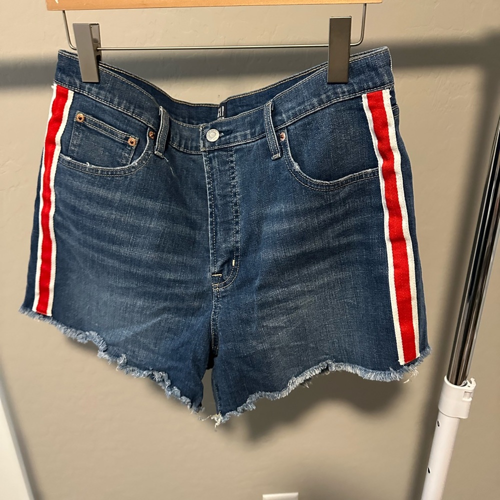 GAP Blue Jean Shorts with Red Stripes